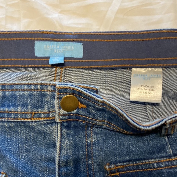 Draper James Denim Skirt Sz 12 Blue A-Line Front Pocket Classic Preppy - Picture 5 of 11
